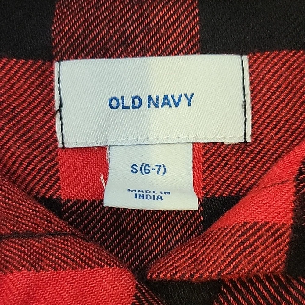 Old Navy Buffalo Plaid Flannel Shirt Bundle Red, White, Black Girl Size S (6-7)